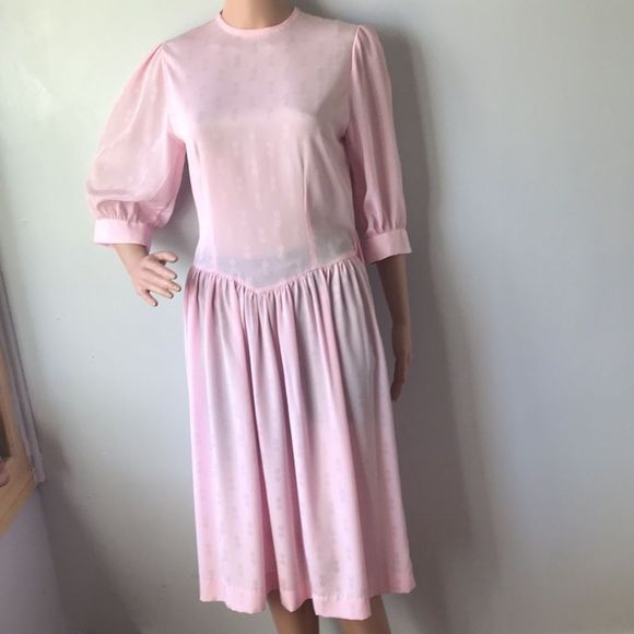 Silky Pink Vintage Cottagecore Dress - Picture 9 of 16